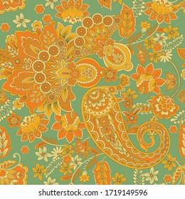 Damask Paisley seamless vector pattern for fabric design