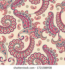 Damask Paisley seamless vector pattern for fabric design.