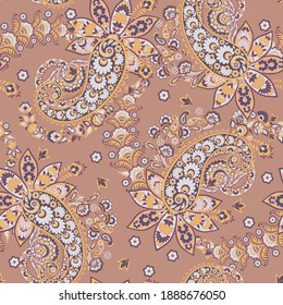 Damask Paisley seamless vector pattern for fabric design.