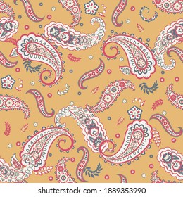 Damask Paisley seamless vector pattern for fabric design.