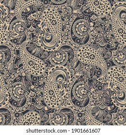 Damask Paisley seamless vector pattern for fabric design.