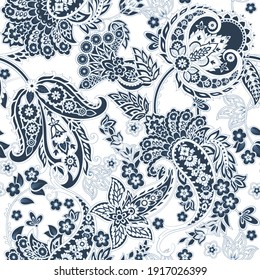 Damask paisley seamless vector pattern. Floral textile background