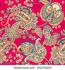 Damask Paisley Seamless Vector Pattern. Floral Textile Background