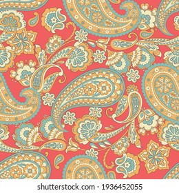 Damask Paisley seamless vector pattern for fabric design