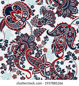 Damask paisley seamless vector pattern. Floral textile background