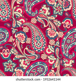 Damask Paisley seamless vector pattern for fabric design