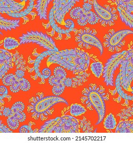 Damask paisley seamless vector pattern. Floral vintage background