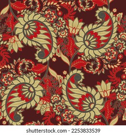 Damask paisley seamless vector pattern. Floral vintage background