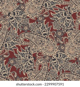 Damask Paisley seamless vector pattern for fabric design. Vintage textile background