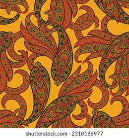 Damask Paisley seamless vector pattern for fabric design. Vintage textile background