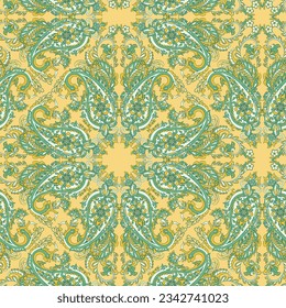 Damask Paisley seamless vector pattern for fabric design. Vintage textile background