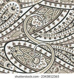 Damask Paisley patrón vectorial sin fisuras para el diseño de tela. Fondo textil vintage