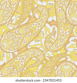 Damask Paisley seamless vector pattern for fabric design. Vintage textile background