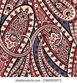 Damask Paisley seamless vector pattern for fabric design. Vintage textile background