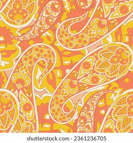 Damask Paisley seamless vector pattern for fabric design. Vintage textile background