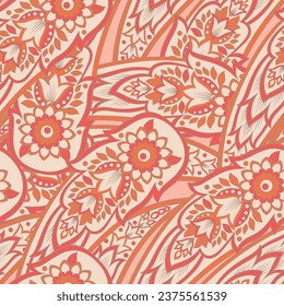 Damask Paisley patrón vectorial sin fisuras para el diseño de tela. Fondo textil vintage