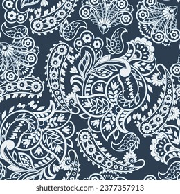 Damask Paisley seamless vector pattern for fabric design. Vintage textile background