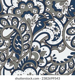 Damask paisley seamless vector pattern. Floral vintage background