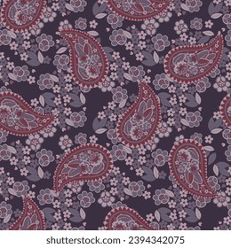 Damask Paisley seamless vector pattern for fabric design. Vintage textile background