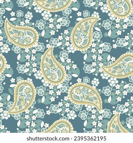 Damask Paisley seamless vector pattern for fabric design. Vintage textile background