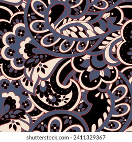 Damask paisley seamless vector pattern. Floral vintage background