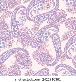 Damask Paisley seamless vector pattern for fabric design. Vintage textile background