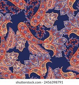 Patrón de Vector sin costuras Damask Paisley para el diseño de la tela. Fondo textil de Antiguas