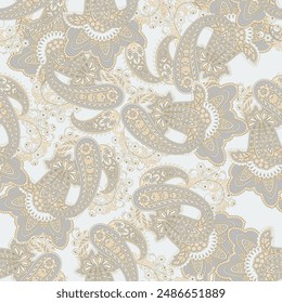 Damask Paisley seamless vector pattern for fabric design. Vintage textile background
