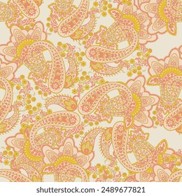 Damask Paisley seamless vector pattern for fabric design. Vintage textile background