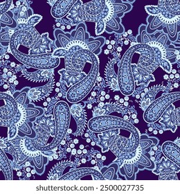 Damask Paisley seamless vector pattern for fabric design. Vintage textile background