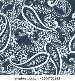 Patrón de Vector sin costuras de paisley de damasco. Fondo de la vendimia floral