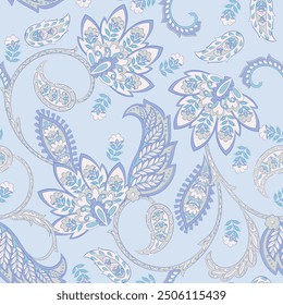 Damask Paisley seamless vector pattern for fabric design. Vintage textile background