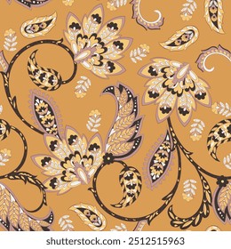 Damask Paisley seamless vector pattern for fabric design. Vintage textile background