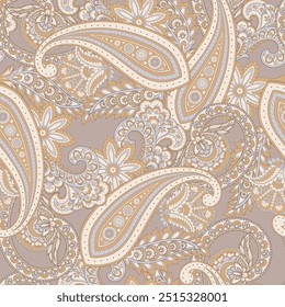 Padrão de vetor sem costura paisley Damask. Fundo floral vintage