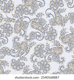 Damask Paisley nahtloses Vektormuster für Stoffdesign. Vintage-Stoffhintergrund