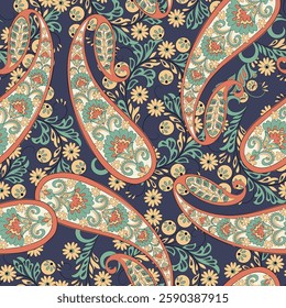 Damask paisley seamless vector pattern. Floral vintage background