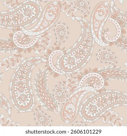Damask Paisley seamless vector pattern for fabric design. Vintage textile background