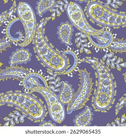 Damask Paisley seamless vector pattern for fabric design. Vintage textile background