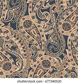 Damask paisley seamless vector pattern. Floral vintage background