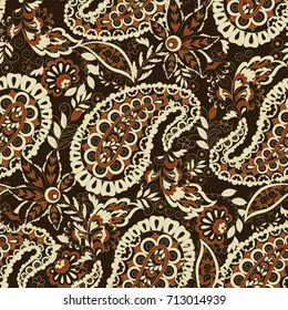 Damask paisley seamless vector pattern. Floral vintage background