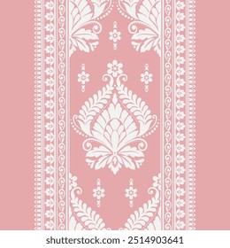 Damask pattern background Geometric ethnic oriental ikat seamless pattern traditional Design for background, carpet, wallpaper, clothing, wrapping, Batik, fabric, illustration embroidery.
