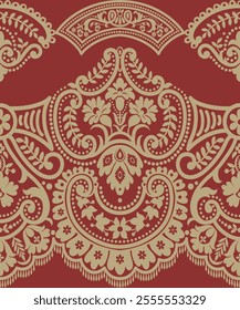 Damask pattern background Geometric ethnic oriental ikat seamless pattern traditional Design for background, carpet, wallpaper, clothing, wrapping, Batik, fabric, illustration embroidery.

