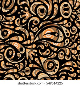 Damask pattern in baroque style. Baroque damask vintage multicolor doodles vector seamless pattern. Wallpaper with antique floral medieval baroque abstract doodle ornament.