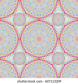 Damask pattern in baroque style. Baroque damask vintage pink and orange vector seamless pattern background. Wallpaper with antique medieval baroque abstract flowers and ornaments.