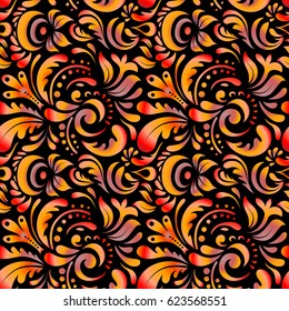 Damask pattern in baroque style. Baroque damask vintage multicolor doodles vector seamless pattern. Wallpaper with antique floral medieval baroque abstract doodle ornament.