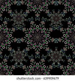 Damask pattern in baroque style. Baroque damask vintage violet and pink vector seamless pattern background. Wallpaper with antique medieval baroque abstract ornament.
