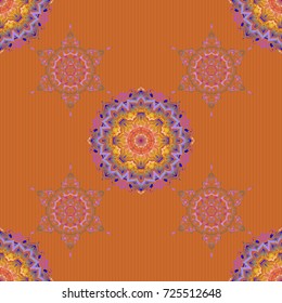 Damask pattern in baroque style. Baroque damask vintage purple and blue vector seamless pattern background. Doodle ornament. Wallpaper with antique medieval baroque abstract and ornaments.