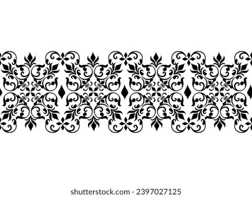 Damask pattern border in black colour