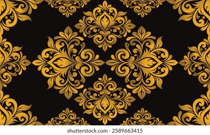 Damask pattern, classic, elegant, antique, seamless, vector illustration. Can be used as a background for cards, printed materials, textiles, carpet, cloth, wallpaper, wrapping paper.