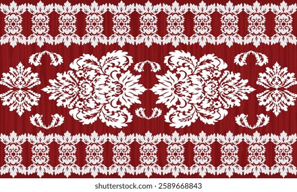 Damask pattern, classic, elegant, antique, seamless, vector illustration. Can be used as a background for cards, printed materials, textiles, carpet, cloth, wallpaper, wrapping paper.